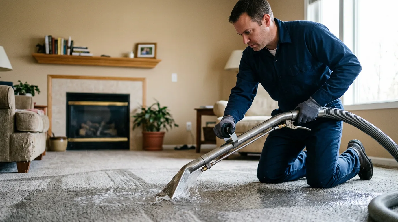 Water damage restoration technician working near Lamont, CA